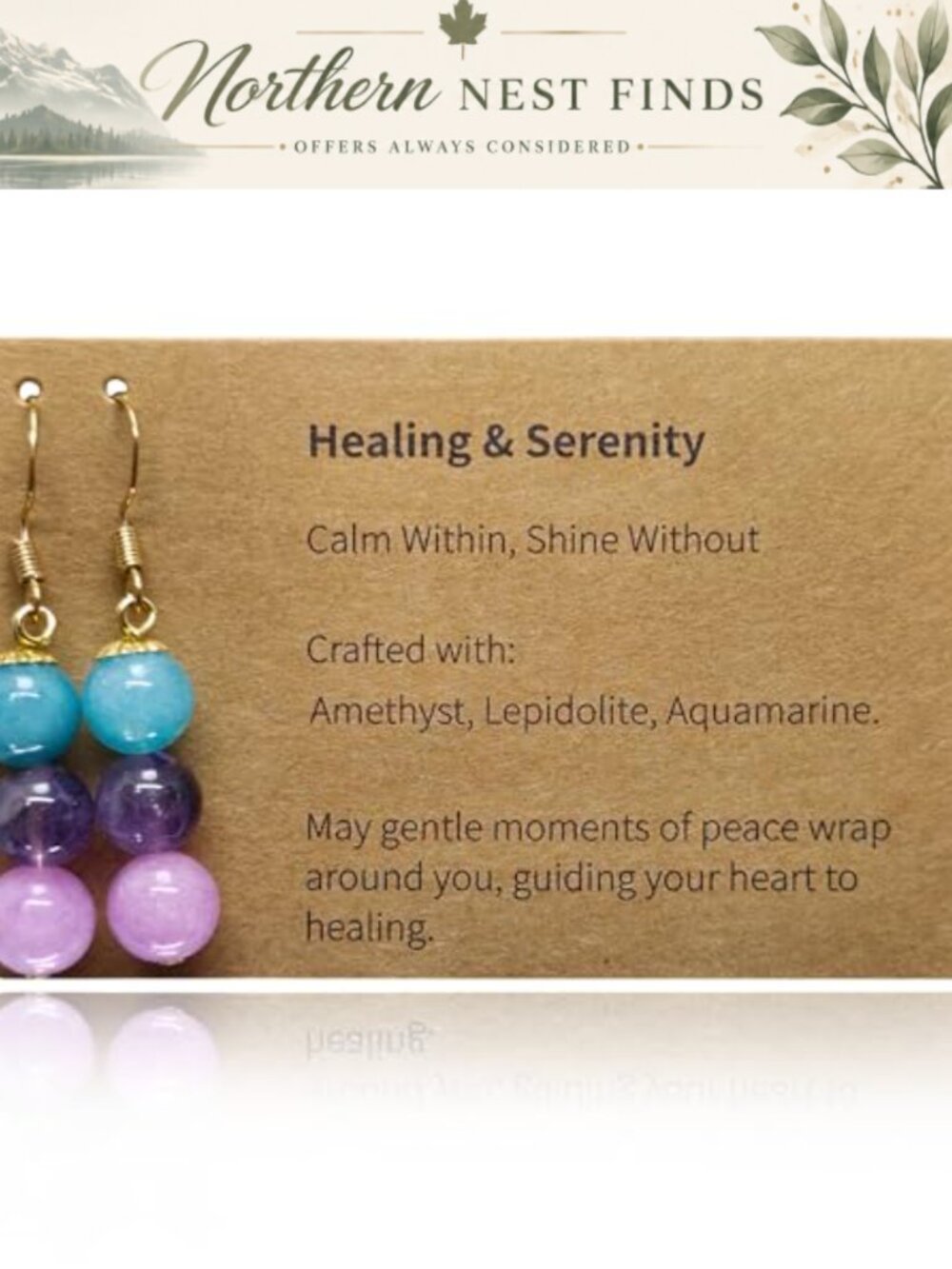 Healing Serenity Gemstone Drop Earrings 925 Sterling Silver 18k Gold Plated